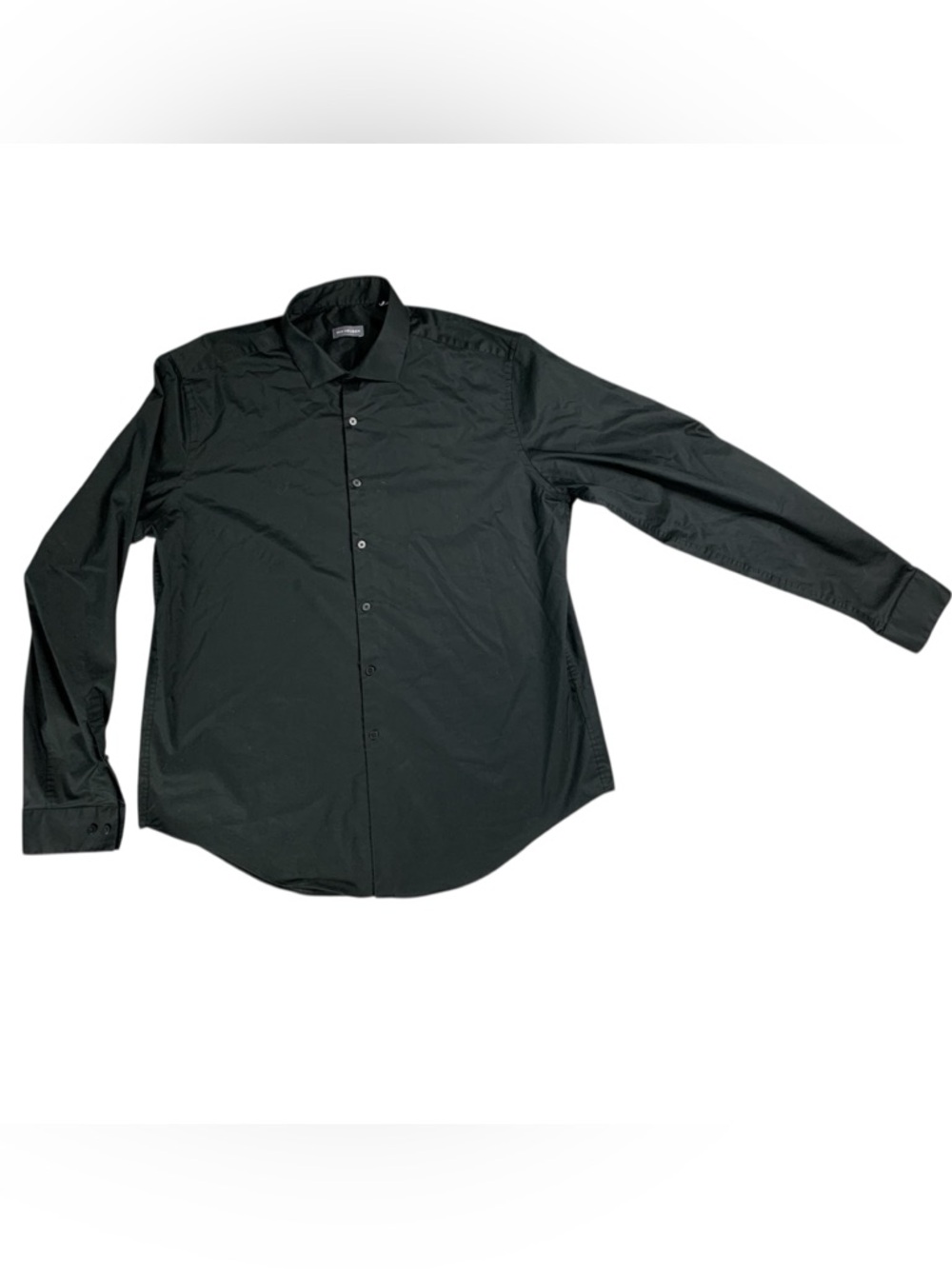 Van Heusen Mens Black Dress Shirt Long Sleeve Regular Fit Size 17-17.5 36-37 XL